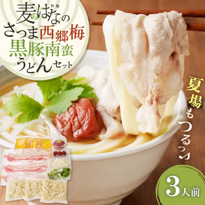 麦のはなのさつま西郷梅黒豚南蛮うどんセット
