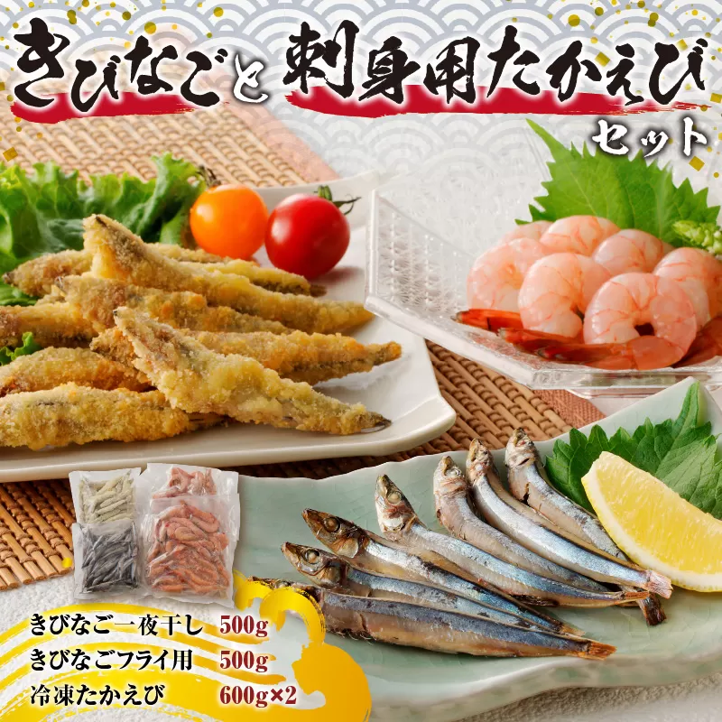 【津曲商店】きびなご、刺身用たかえびセット 2.2kg