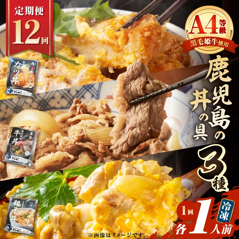 【全12回定期便】鹿児島の丼の具3種セット（1人前）