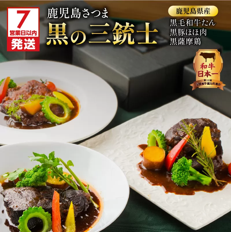 【7営業日以内に発送】【洋食グリル肝付】鹿児島さつま黒の三銃士　レトルトシチュー