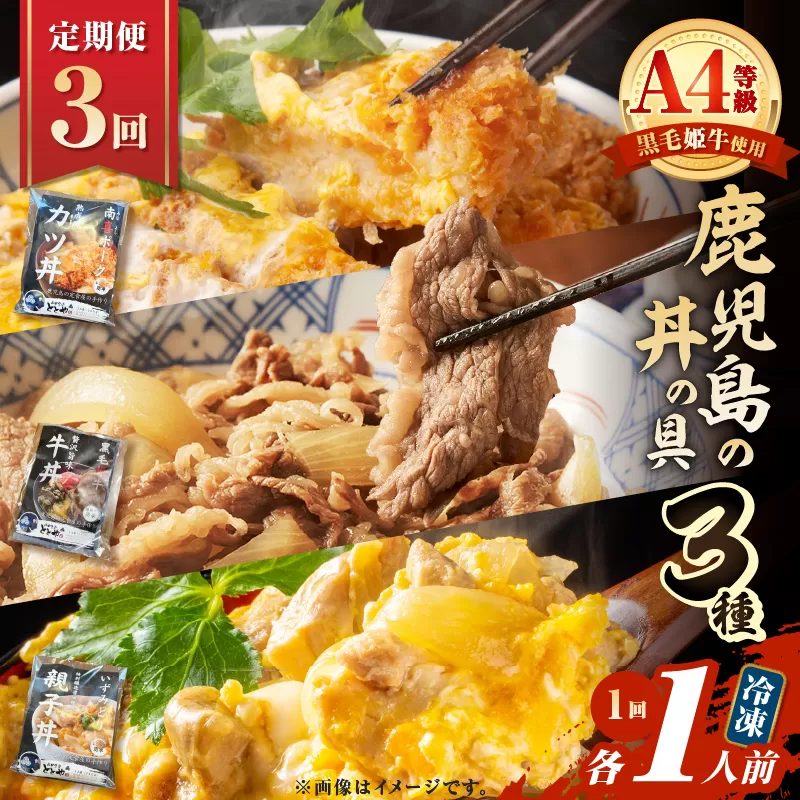 【全3回定期便】鹿児島の丼の具3種セット（1人前）