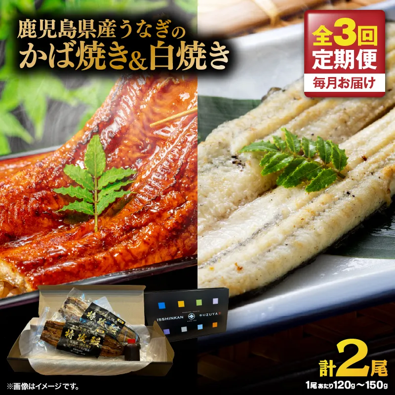 【全3回定期便】鹿児島県産うなぎのかば焼き 1尾・白焼き 1尾