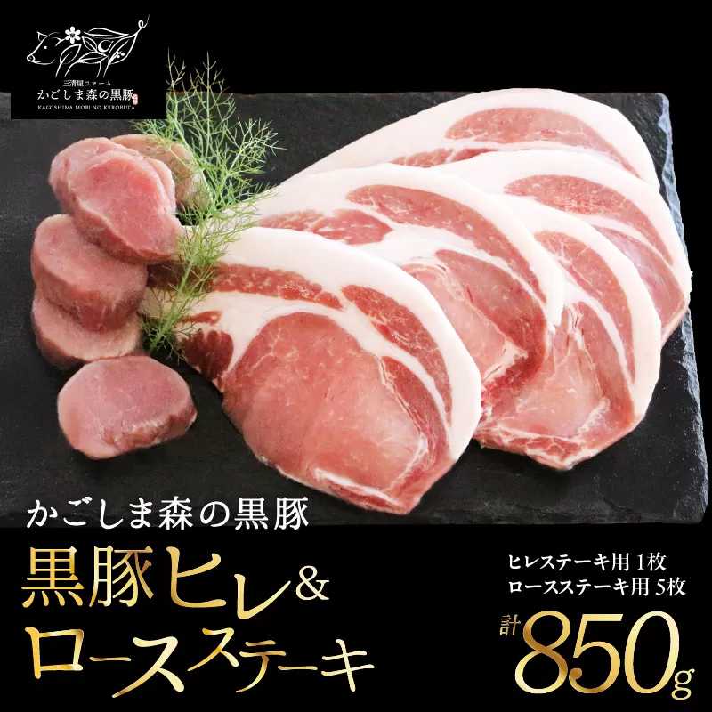 2788 希少「かごしま森の黒豚」ヒレ&ロースステーキ(850g)