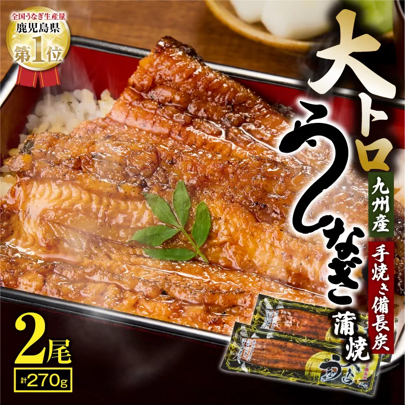 1661-2 大人気!鯉家の極上蒲焼「大トロうなぎ蒲焼(2尾)」270g[九州産・手焼き備長炭]