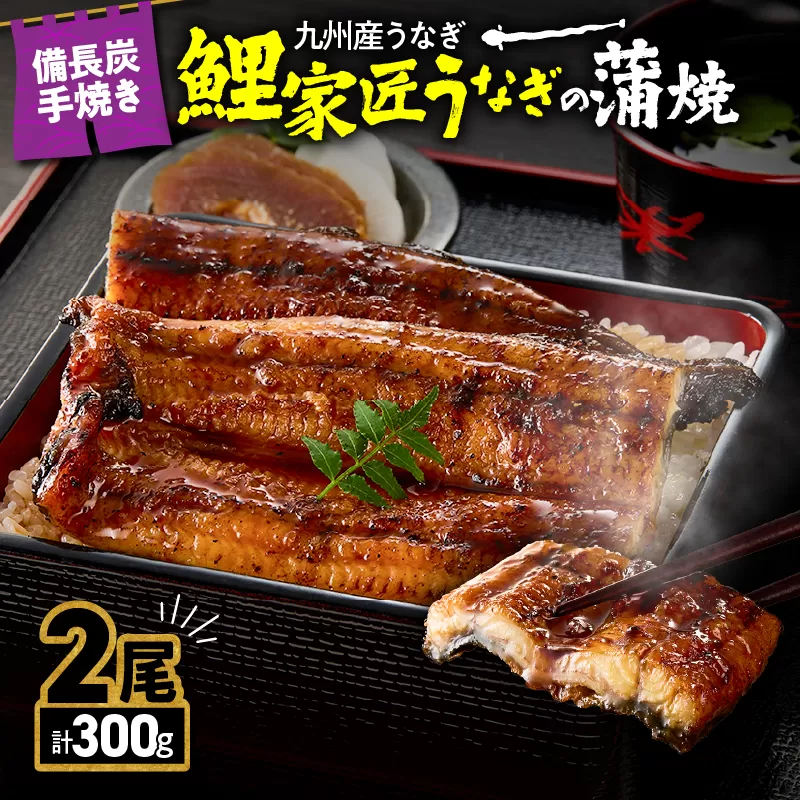 1642-1 九州産うなぎ 備長炭手焼 『鯉家匠うなぎ』の蒲焼 2尾 計300g