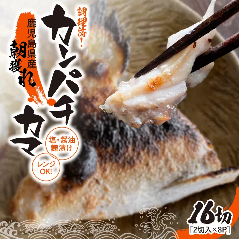 【10/1(木)より寄附金額改定予定】1277 調理済み!カンパチカマ塩・醤油麹(こうじ)漬け 16切(焼タイプ)