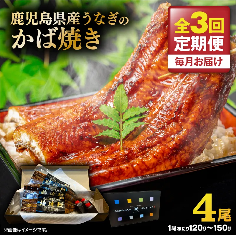 【全3回定期便】鹿児島県産うなぎのかば焼き 4尾