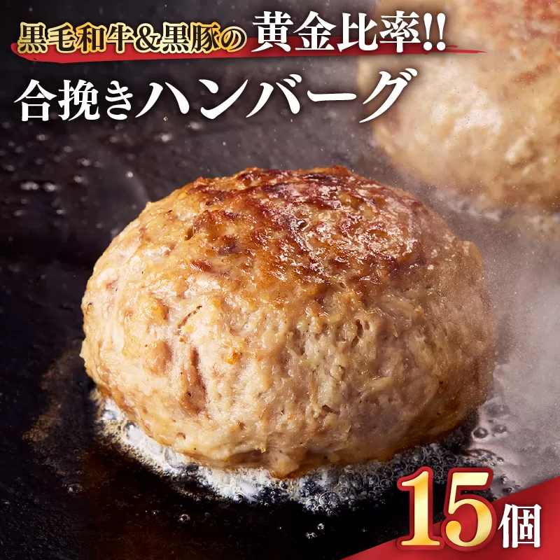 1526 黒毛和牛&黒豚の黄金比率!!合挽きハンバーグ 15個