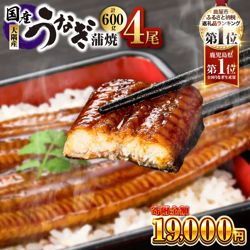 鹿児島県大隅産うなぎ蒲焼4尾(600g)
