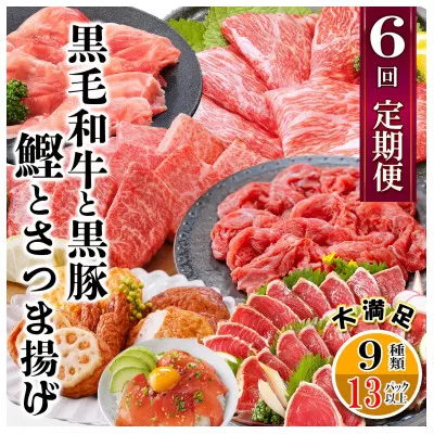 黒毛和牛・黒豚・かつお・まぐろ　充実定期便(全6回) UU-0001 【1581566】