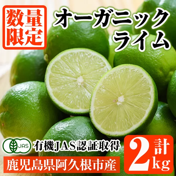 ＜先行予約受付中！2025年9月以降発送予定＞数量限定！有機JAS オーガニックライム(計2kg) 国産 果実 果物 フルーツ 柑橘 デザート 期間限定 有機栽培 健康志向【中村農場】akn084-06