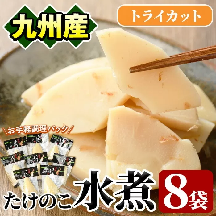 たけのこ水煮トライカット8袋(計800g・100g×8袋)国産 九州産 筍 野菜 使い切り 小分け 個包装【上野食品】a-12-194-z