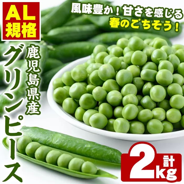 ＜先行予約受付中！2026年3月下旬以降順次発送予定＞AL規格の鹿児島県産グリーンピース(実えんどう)(計2kg) 国産 野菜 エンドウ 豆 セット 詰合せ 詰め合わせ 春 野菜 旬【鹿児島いずみ農業協同組合】akn018-06