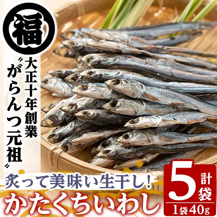鹿児島県阿久根市産生干し「かたくちいわし」(計5袋・1袋40g)国産 魚介 干物 イワシ 鰯 がらんつ干物【マルフク川畑水産】akn029-08