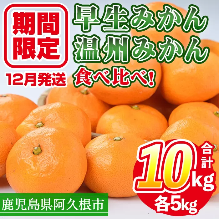 ＜先行予約受付中！2025年12月上旬以降順次発送予定＞数量限定！早生・温州ミカン食べ比べセット(合計10kg・各5kg) 国産 フルーツ 果物 柑橘【三笠農業生産】akn051-13
