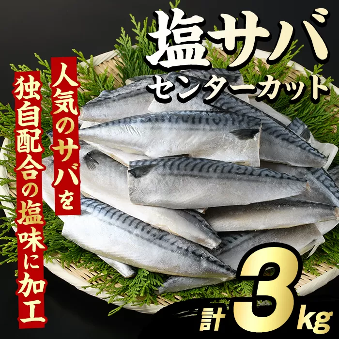 塩サバ センターカット(計3kg) サバ 塩さば 塩鯖 おかず おつまみ 惣菜 焼き魚 切り身 リピート 加熱調理 塩味 魚介類 海産物 冷凍 加工品 国内加工 【グローバルフーズ】akn061-07