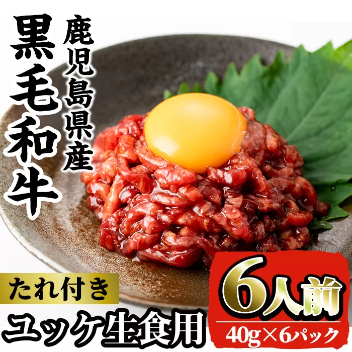 i382 鹿児島県産黒毛和牛ユッケ6人前(40g×6P・計240g) 肉 牛肉 黒毛和牛 国産 鹿児島県産 ユッケ 生食 旨み【カミチク】