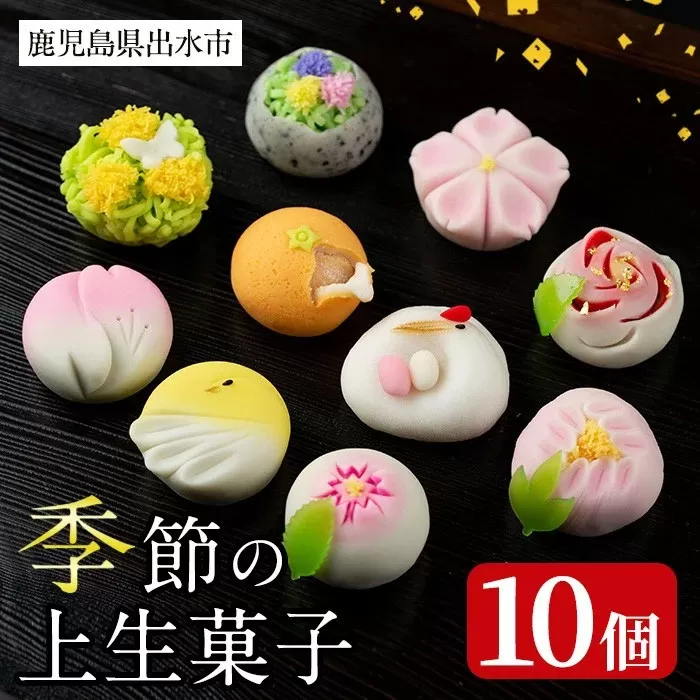 i246 季節の上生菓子セット(10個) お菓子 和菓子 生菓子 四季 ギフト 贈り物 和スイーツ お祝い 個包装 冷凍 【リッチモン松元】