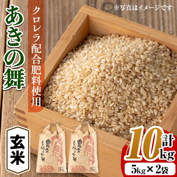 i1368-B ＜先行予約受付中！2026年10月中旬~11月中旬の間に発送予定＞【訳あり】クロレラ米(あきの舞 玄米・5kg×2袋・計10kg) 米 お米 10kg 玄米 訳あり あきの舞 クロレラ米 健康食品 クロレラ配合 【黄龍農園】