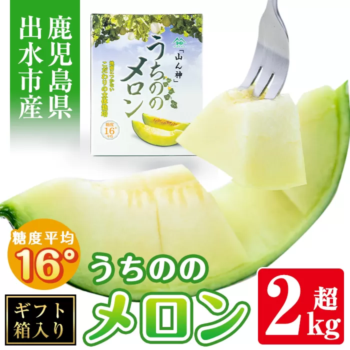 i915 ＜2025年5月下旬～7月下旬の間に発送予定＞うちののメロン1玉(ギフト箱入り) 2kg以上 果物 くだもの フルーツ めろん ギフト 贈答 青肉 国産 九州産 鹿児島県産 【山ん神】