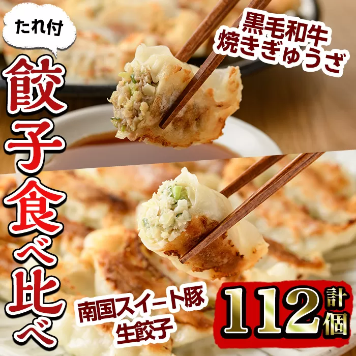 i830 「黒毛和牛＆南国スイート豚」餃子２種食べ比べセット (計112個）【カミチク】