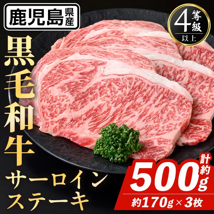 i1331 鹿児島県産 黒毛和牛 サーロインステーキ (計約500g・約170g×3枚) 国産 九州産 鹿児島産 黒毛和牛 牛肉 国産牛 サーロイン ステーキ 冷凍配送 【スターゼン】