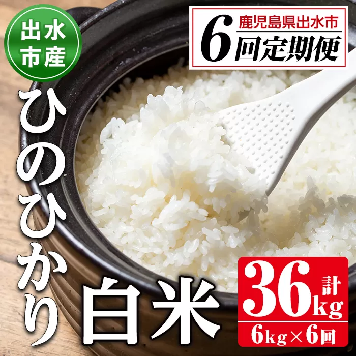 i704 ＜定期便・計6回(連続)＞ふるさと納税 出水市 特産品産ひのひかり＜(3kg×2袋・計6kg)×全6回＞【田上商店】