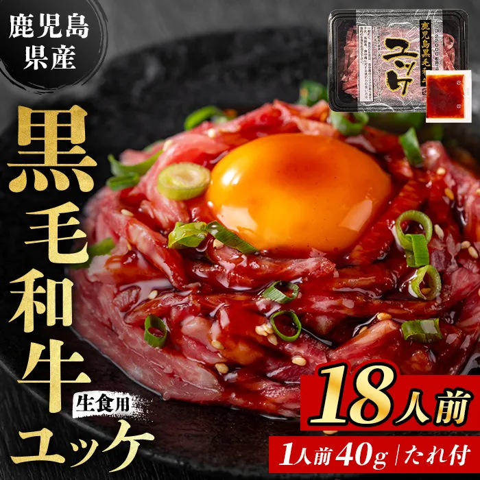 i1211-C 鹿児島県産黒毛和牛ユッケ18人前(40g×18P・計720g) 肉 牛肉 黒毛和牛 国産 鹿児島県産 ユッケ 生食 旨み カミチク 【株式会社LRプラスK】