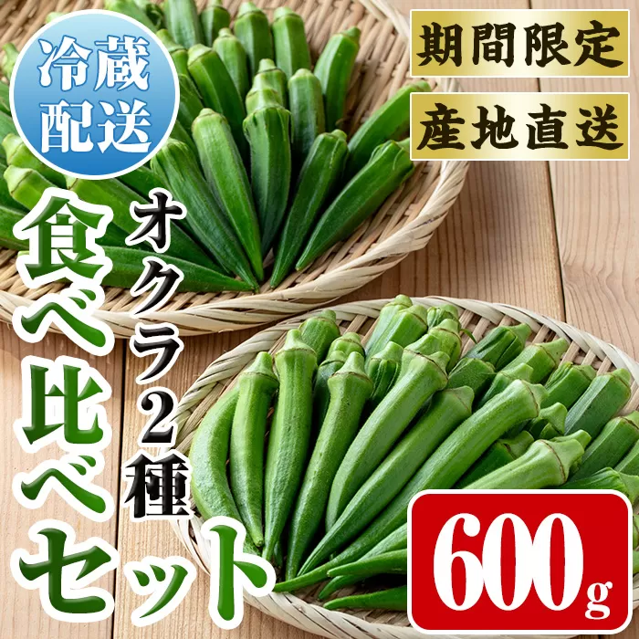 i1217-A ≪先行予約受付中！2026年7月下旬～10月下旬の間に発送予定≫いずみ産 丸オクラ・ジュピター食べ比べセット (600g) オクラ おくら 野菜 夏野菜 サラダ おひたし 天ぷら 炒め物 新品種 丸オクラ 食べ比べ 【イーサイドライン】