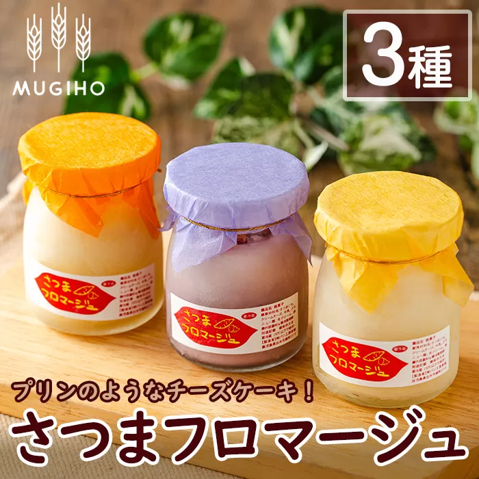 i1222 さつまフロマージュ(3種) お菓子 菓子 チーズケーキ スイーツ さつまいも 芋 お芋 紅サツマ 安納芋 アヤムラサキ ケーキ 洋生菓子 プレゼント ギフト 【パン工房麦穂】