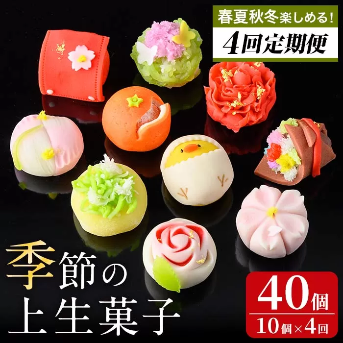 i537 ＜4回定期便＞季節の上生菓子セット(10個×4回・計40個) お菓子 和菓子 生菓子 定期便 四季 ギフト 贈り物 和スイーツ お祝い 個包装 冷凍 【リッチモン松元】