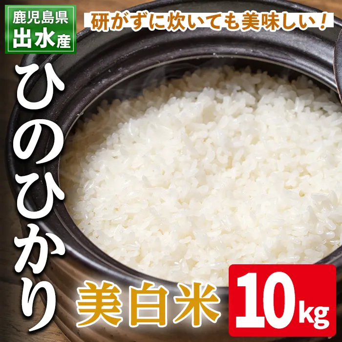 i501 鹿児島県出水市産ひのひかり美白米＜10kg＞ 米 10kg お米 白米 ヒノヒカリ 美白米 自家脱穀 自家精米 精米 おにぎり ごはん お米マイスター 厳選 【田上商店】