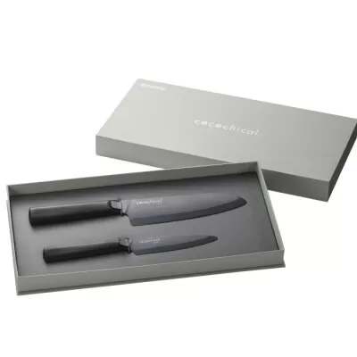 京セラ ココチカルシリーズ セラミックナイフ2本セット 11cm 16cm 黒 包丁 フルーツナイフ 三徳包丁 日本製 ES-025