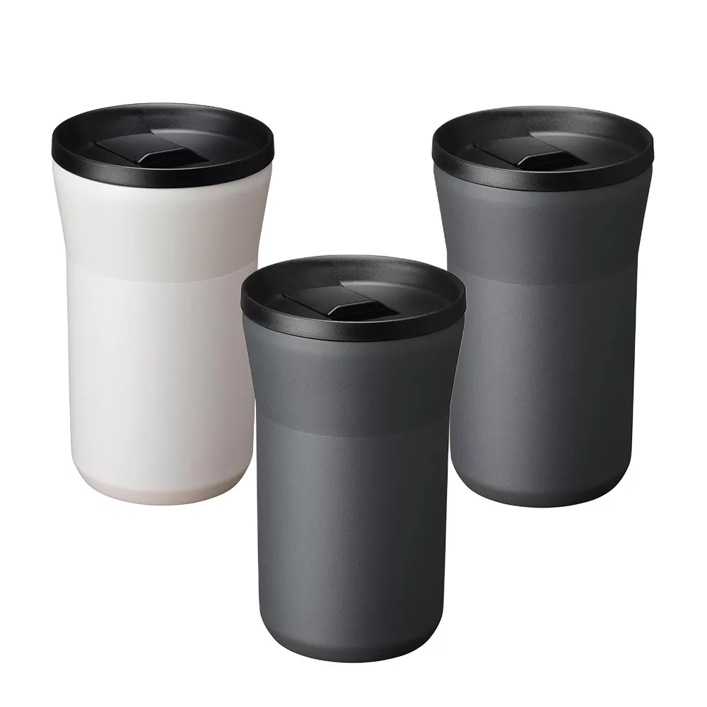 【京セラ】蓋付きタンブラー 350ml ＜クリームホワイト1個・ダークグレー2個＞ 計3個セット CERAMUG タンブラー 真空容器 保冷 保温 真空断熱 セラミック トラベルカップ KYOCERA CSR-609-2