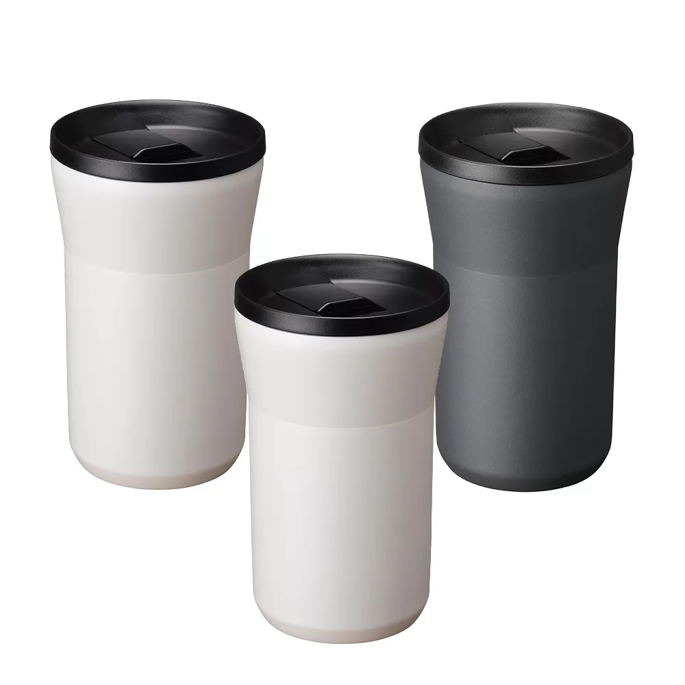 【京セラ】蓋付きタンブラー 350ml ＜クリームホワイト2個・ダークグレー1個＞ 計3個セット CERAMUG タンブラー 真空容器 保冷 保温 真空断熱 セラミック トラベルカップ KYOCERA CSR-609-1