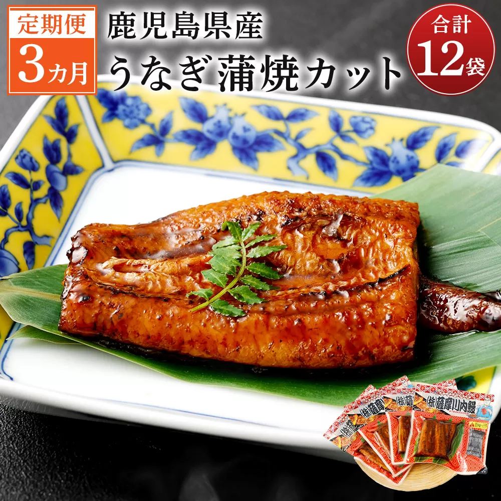 ES-202【3カ月定期便】 鹿児島県産うなぎ蒲焼きカット 約75g×4袋×3回 タレ付き