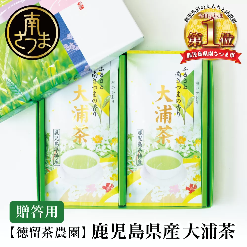 【贈答用】★2025年新茶★ 鹿児島県産緑茶 大浦茶 一番茶2本セット（100g×2） 鹿児島県産 かごしま お茶 日本茶 緑茶 茶葉 南さつま市 徳留茶農園