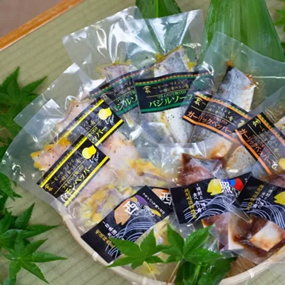 漁師の手作り 味付け切身の詰め合わせ18P（6種×3P） 18パック 食べ比べセット 南さつま市 鹿児島県産 天然ぶり かます しいら あじ 照焼き 西京漬け 塩漬け バジルソース レモンペッパー ガーリックペッパー 冷凍 おかず フライパン調理 ギフト