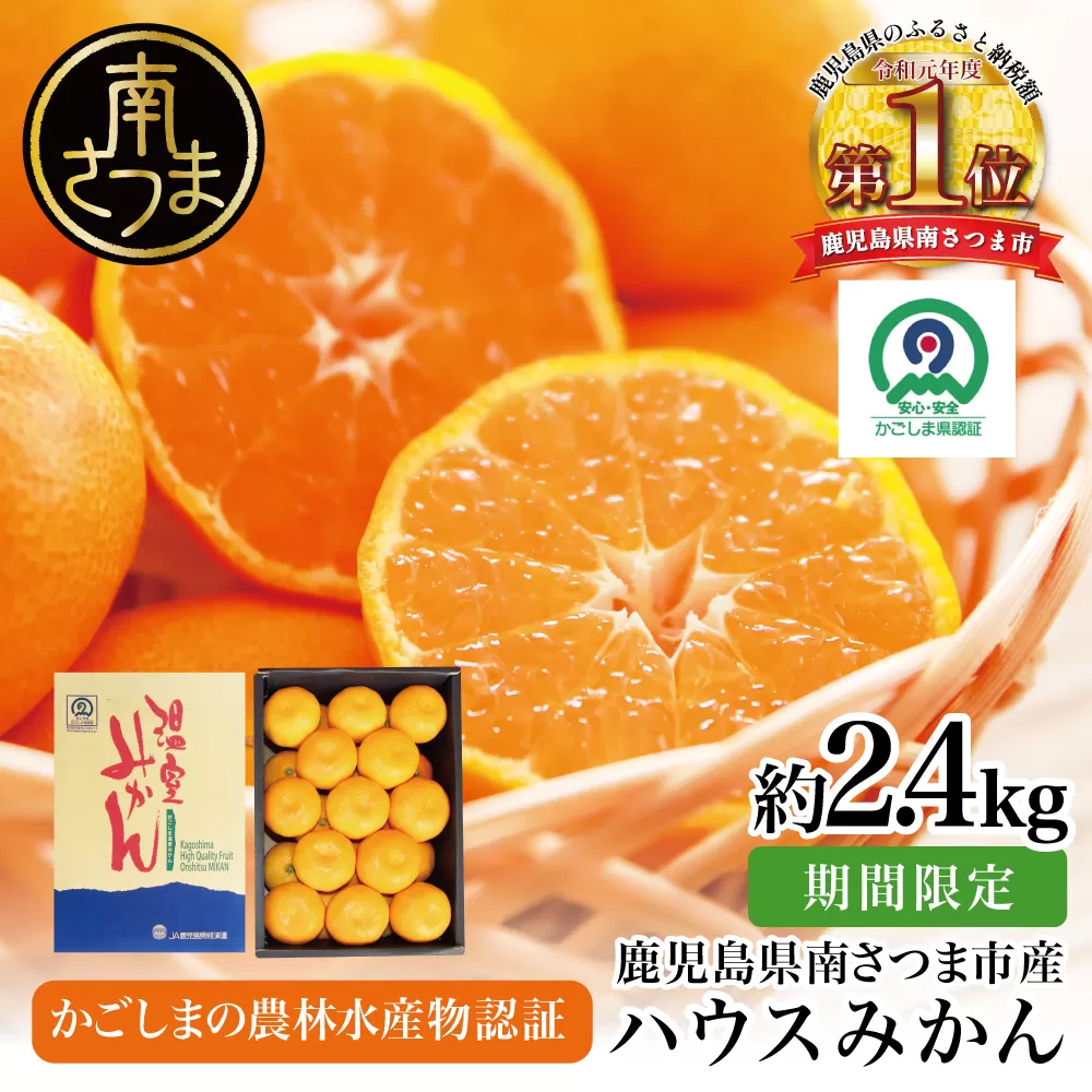 【先行受付】★7月～8月発送★ 鹿児島県産 ハウスみかん 約2.4kg（化粧箱入り） 果物 フルーツ 柑橘 旬 みかん ハウスミカン JAさつま日置 南さつま市