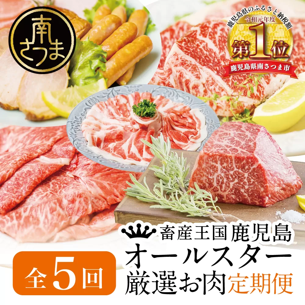 【お試し版】オールスター厳選お肉定期便（全5回） 牛肉 豚肉 すき焼き しゃぶしゃぶ 赤身 焼肉 冷凍 定期便 鹿児島 南さつま市