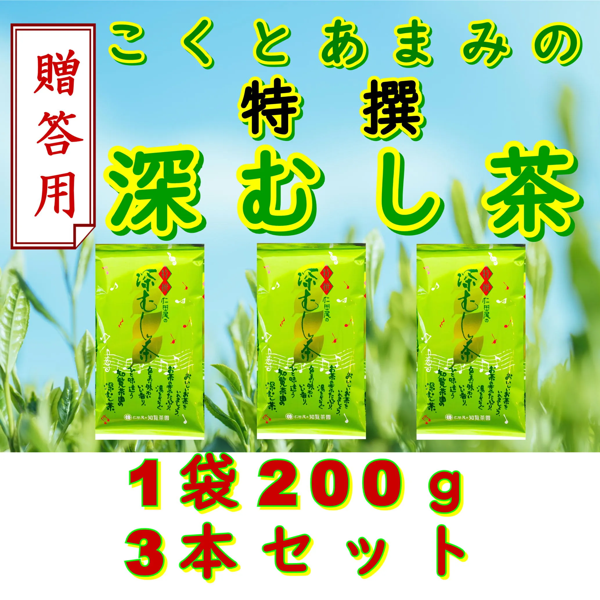 129-08_1 【贈答用】知覧茶園の特撰深むし茶 600g(200g×3本セット)