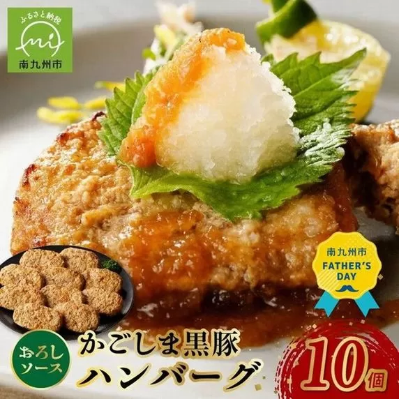 052-25-1 【父の日に】かごしま黒豚ハンバーグおろしソース10個