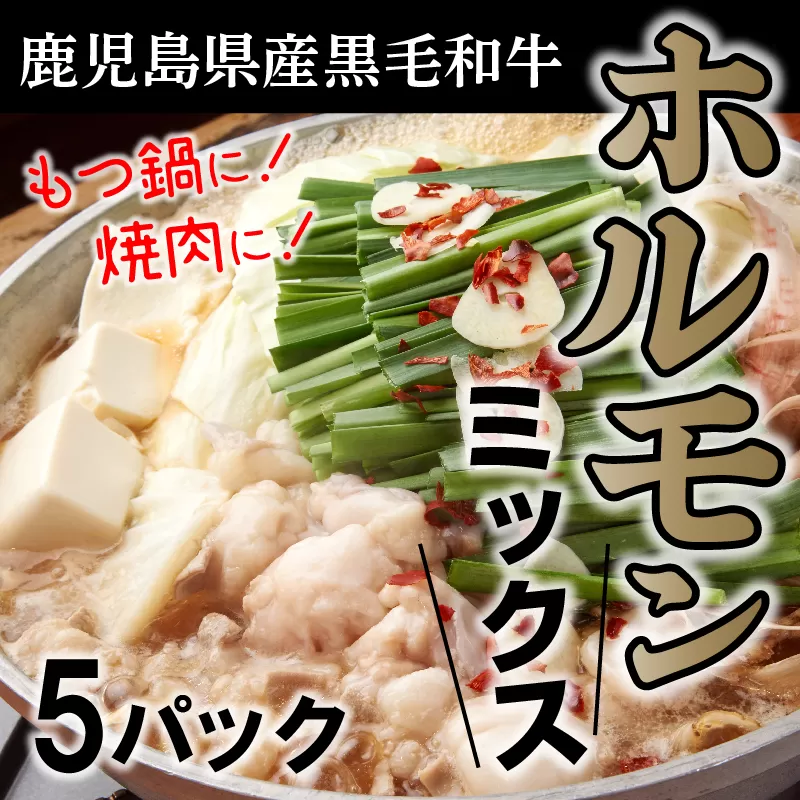052-17 鹿児島県産黒毛和牛ホルモンミックス5パック