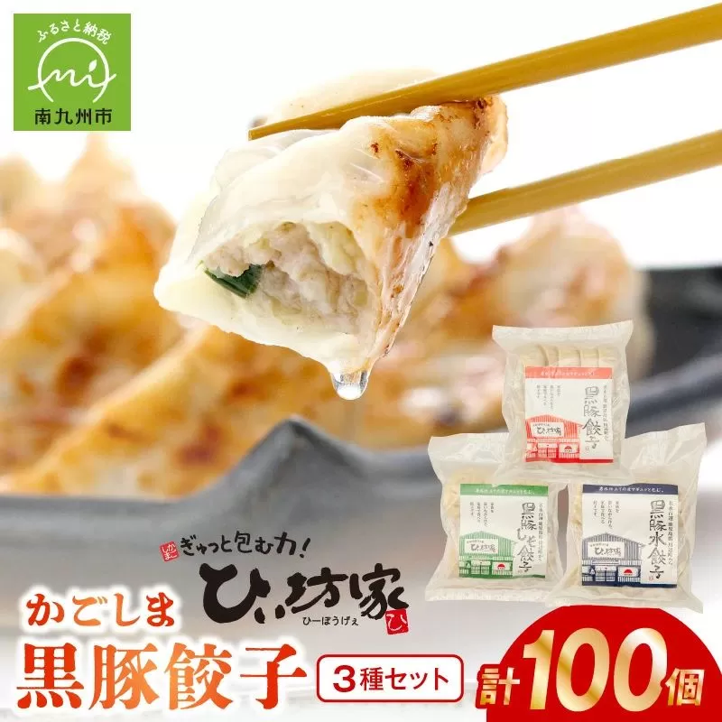 015-24 ひぃ坊家の黒豚餃子3種100個(タレ付）