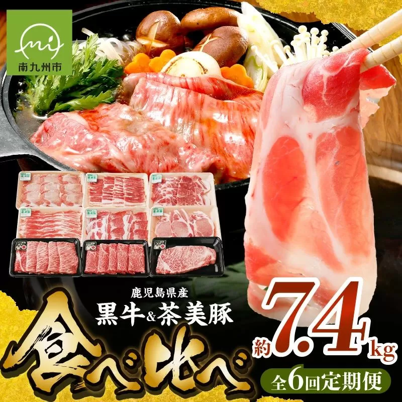 【全6回】鹿児島黒牛・茶美豚食べ比べ定期便 022-17