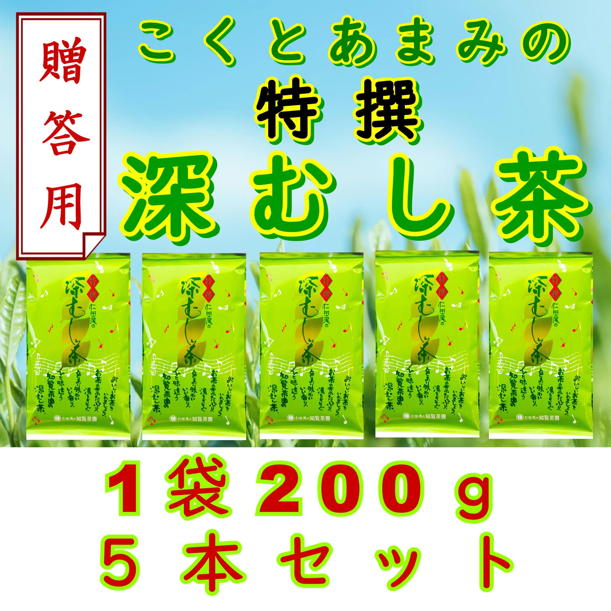 129-05_1 【贈答用】知覧茶園の特撰深むし茶 1kg(200g×5本セット)
