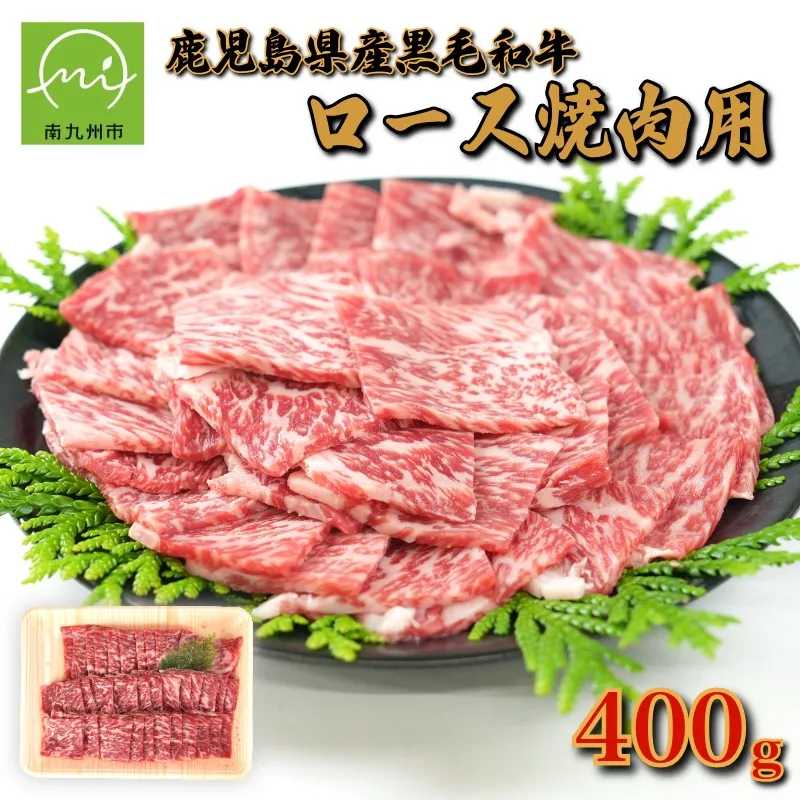 134-02 【鹿児島県産】黒毛和牛ロース焼肉用400g 4等級以上(南九州市)