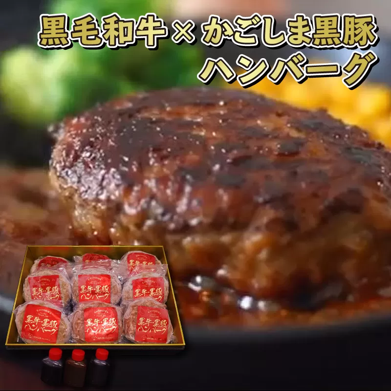 084-05 鹿児島県産黒牛×黒豚ハンバーグ9個