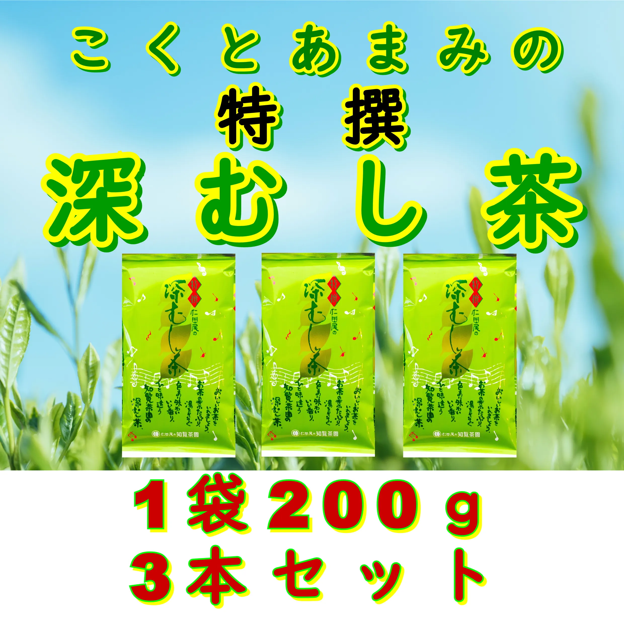 129-08 【自宅用】知覧茶園の特撰深むし茶 600g(200g×3本セット)