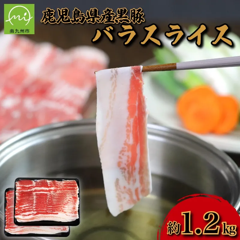 134-08 【鹿児島県産】黒豚 バラスライス 計約1.2kg(約600g×2P)(南九州市)